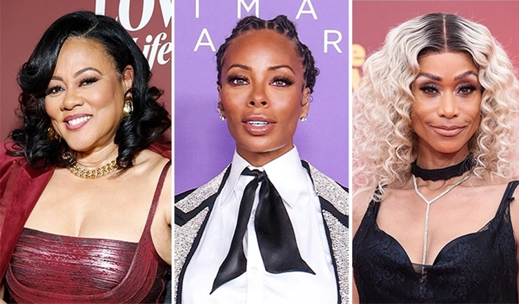 Lifetime February thrillers star Lela Rochon, Eva Marcille, Tami Roman (L-R Credit: Leon Bennett, Image Press Agency, and Shutterstock)