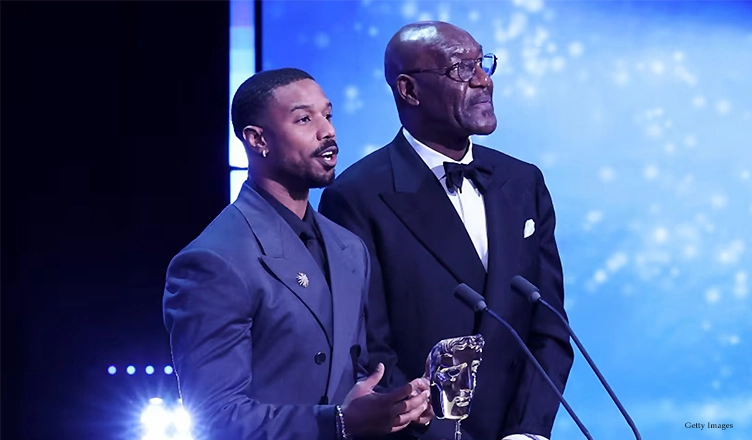 Michael B. Jordan and Delroy Lindo present at the BAFTA Film Awards. (Credit: Tristan Fewings/Getty Images for BAFTA)
