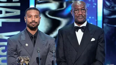 Michael B Jordan and Delroy Lindo present the special visual effects award at the BAFTAs on Sunday, Feb. 22, 2026. (Stuart Wilson/Getty Images for BAFTA)