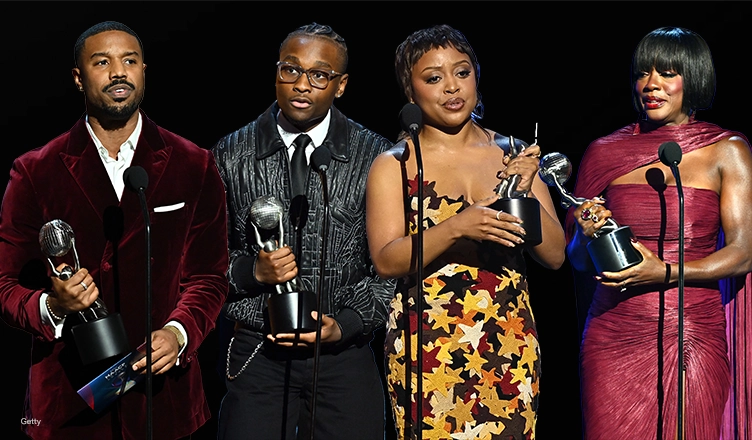 NAACP Image Awards 2026 winners included (L-R) Michael B. Jordan, Miles Caton, Quinta Brunson and Viola Davis. (Credit: Getty Images for NAACP Image Awards)