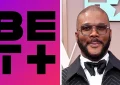 BET+ Logo and Tyler Perry (Credit: BET+ and Getty Images for BET Networks)