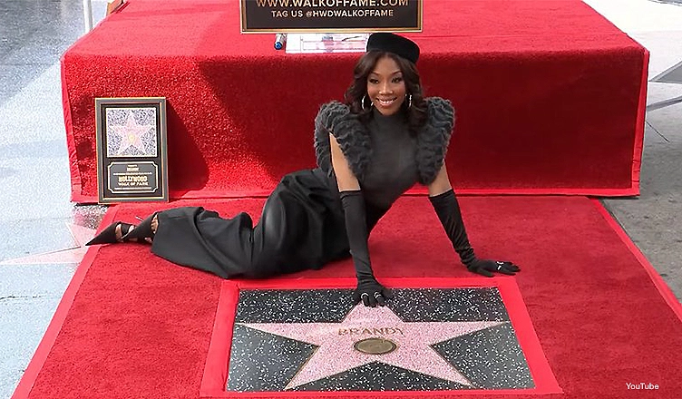 Brandy was honored with a star on the Hollywood Walk of Fame on March 30, 2026 in Hollywood, California. (Credit: YouTube/Hollywood Walk of Fame)