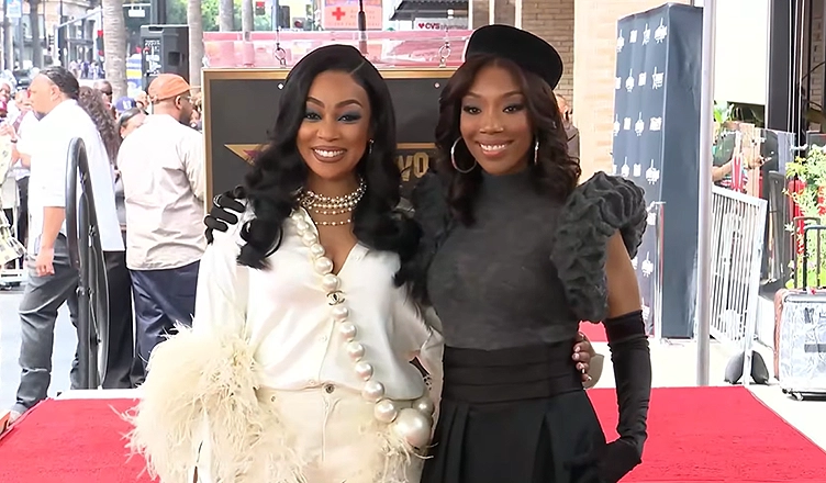 Brandy was joined by fellow singer Monica on the Hollywood Walk of Fame on March 30, 2026 in Hollywood, California. (Credit: YouTube/Hollywood Walk of Fame)