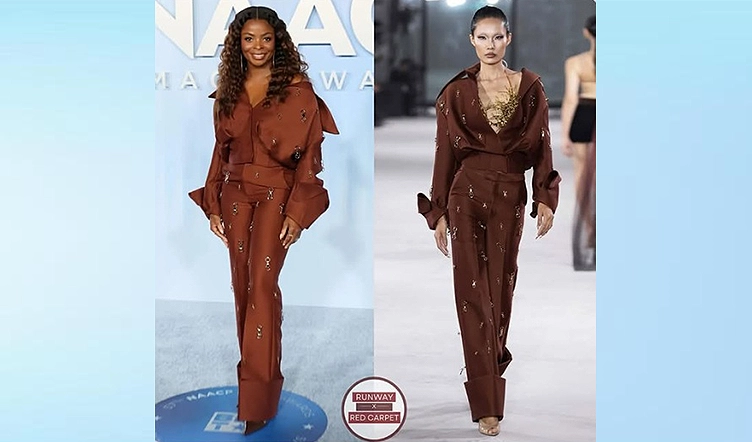 Janelle James wore a pants suit designed by Do Long to the 2026 NAACP Image Awards. (Credit: Instagram/Do Long)