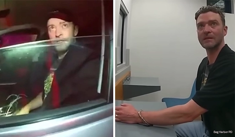 Justin Timberlake was arrested on suspicion of DWI on June 18, 2024. (Credit: SAG Harbor Police Department/Bodycam Footage)