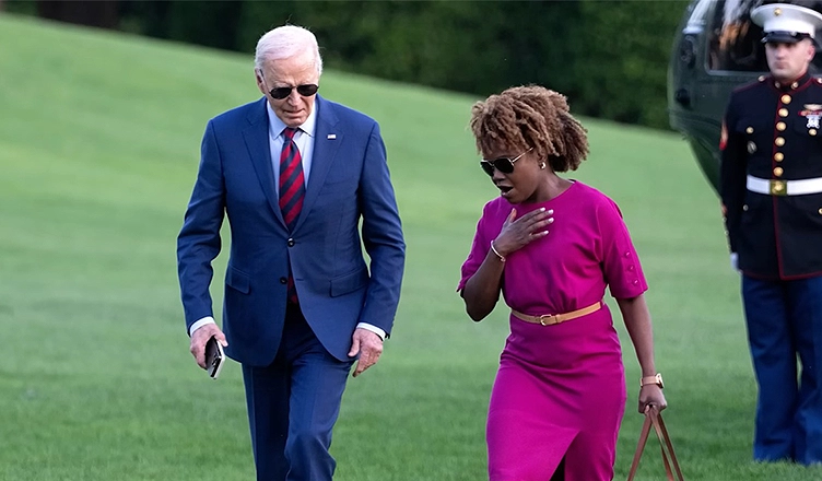 Karine Jean-Pierre and Joe Biden return to White House (Credit: YouTube/C-SPAN)