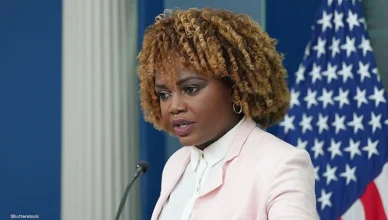 Washington DC USA - July 25, 2024 - White House Press Secretary Karine Jean-Pierre took questions about Biden's Oval Office speech announcing his withdrawal from the election. (Credit: Shutterstock)