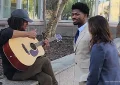 Thursday, March 12, 2026. Van Nuys, Los Angeles, California. Street musician Jensen Pawley played a song for Lil Nas X and his attorney Christy O’Connor outside the Van Nuys Courthouse in Los Angeles. (Credit: Anita Bennett/Urban Hollywood 411)