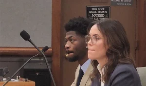 Lil Nas X and attorney Christy O’Connor listen in court as the judge speaks on March 12, 2026. (Credit: Urban Hollywood 411)