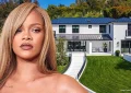 Rihanna is shown with a photo of her home. (Credit: Image Press Agency and Zillow)