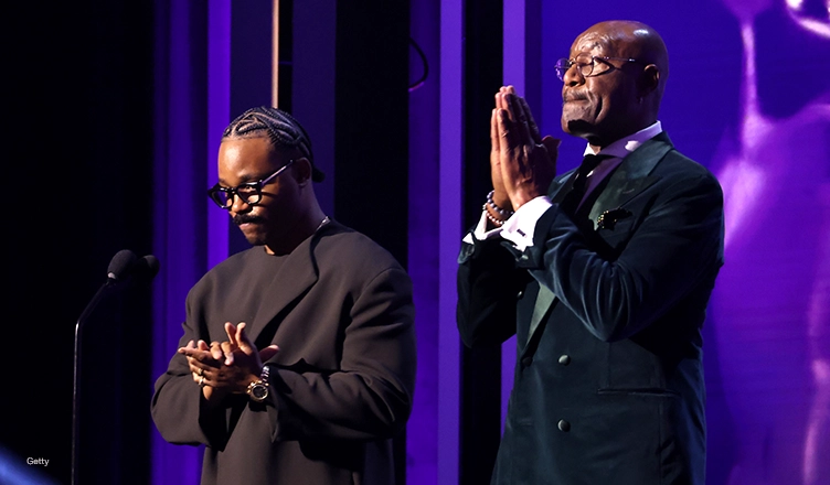 (L-R) Ryan Coogler and Delroy Lindo speak onstage during the 57th NAACP Image Awards at Pasadena Civic Auditorium on February 28, 2026 in Pasadena, California. (Photo by Johnny Nunez/Getty Images for BET)