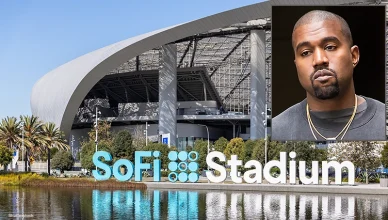 SoFi Stadium and Kanye West (Credit: Shutterstock)