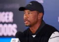 Tiger Woods of United States during press conference prior to the 2024 PGA Championship at Valhalla Golf Club on May 14, 2024 in Louisville, Kentucky. (Credit: Shutterstock)