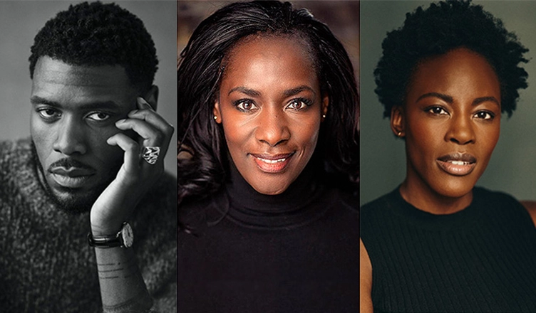 Bridgerton adds to three actors to season 5 cast. (L-R) Tega Alexander (Credit: Marc Sirisi), Jacqueline Boatswain (Credit: Darren Bell), and Gemma Knight Jones (Credit: Alan Howard)
