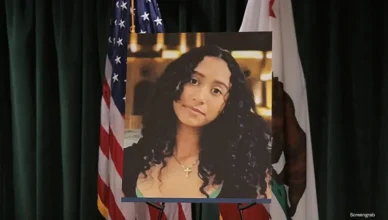 A screengrab of a photo of Celeste Rivas Hernandez from a news conference held by the Los Angeles County District Attorney's Office on April 20, 2026. (Credit: Screengrab)