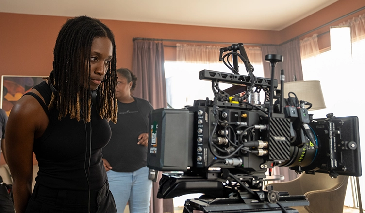 Director Aleshea Harris on the set of her film Is God Is (Credit: Patti Perret/Amazon MGM Studios)