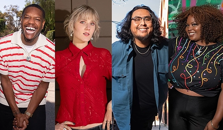 (L-R) Papp Johnson, Olivia Carter, Luis Juarez, TaTa Sherise will compete on 'Funny AF With Kevin Hart' (Credit: Netflix)