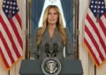 First lady Melania Trump held a news conference to dispute rumors linkING her to Jeffrey Epstein. The White House, Thursday, April 9, 2026. (Credit: YouTube/C-SPAN)