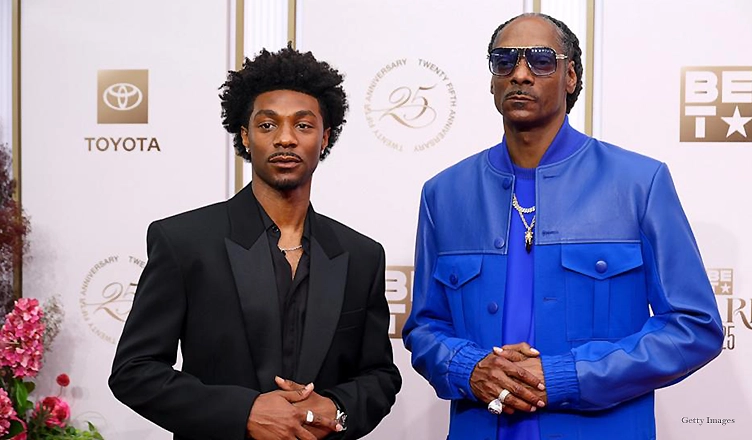 Snoop Dogg and actor Jonathan Daviss at the 2025 BET Awards. The actor will play the rapper in an upcoming biopic. (Credit: Getty Images for BET)