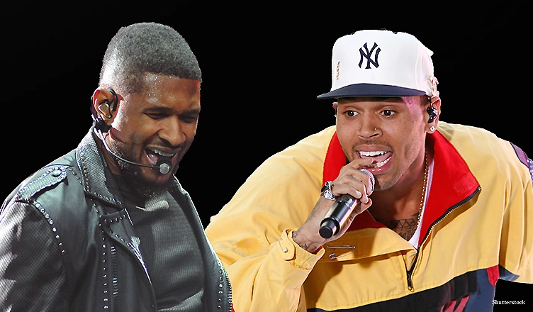 Usher Raymond and Chris Brown Performing (Credit: Shutterstock)