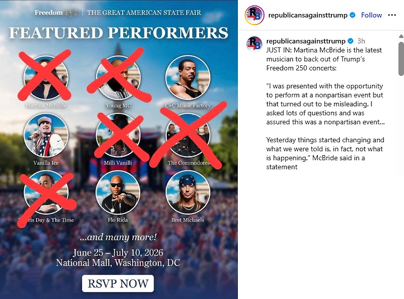 Artists Exit Trump Freedom Concert Series (Credit: Instagram/Republicans Against Trump)