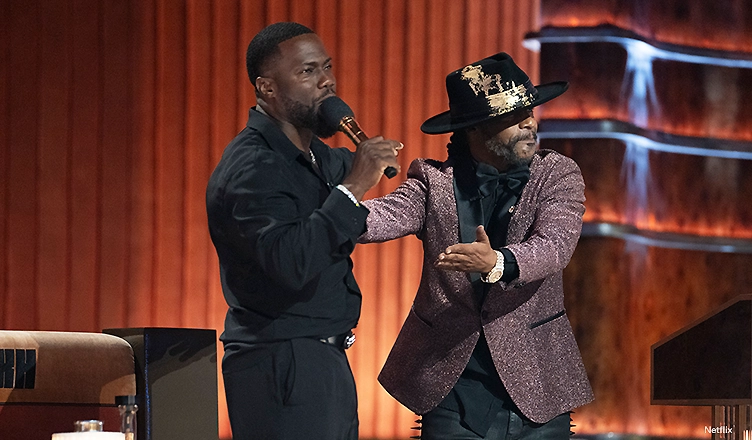Kevin Hart and Katt Williams on stage at The Roast of Kevin Hart of Sunday, May 10, 2026. (Credit: Netflix)