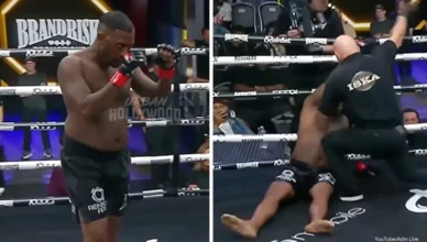 Ray J was knocked out during a celebrity MMA match with YouTuber Supa Hot Fire in Las Vegas on Saturday, May 23. (Credit: YouTube/Adin Live)