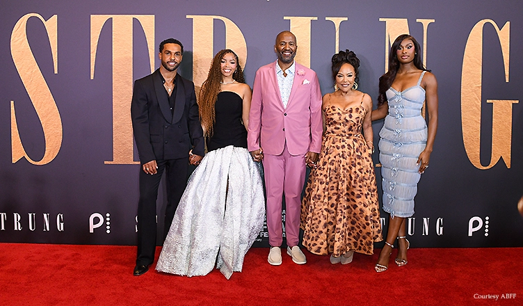 (L-R) Lucien Laviscount, Chloe Bailey, Malcolm D. Lee, Lynn Whitfield, and Coco Jones attend the premiere of Strung at ABFF 2026 on Wednesday, May 27, 2026. (Credit: ABFF /Aaron J. Thornton & Kelvin Bulluck)
