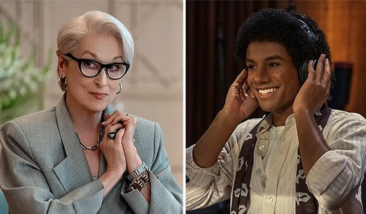 Meryl Streep in The Devil Wears Prada 2 and Jaafar Jackson in Michael (L-R Credit: 20th Century Studios and Lionsgate)