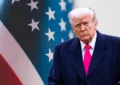 A composite Image of President Donald Trump and the United States flag. (Both images from Shutterstock)