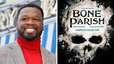 50 Cent and Bone Parish (Credit: Shutterstock and Starz/BOOM! Studios)