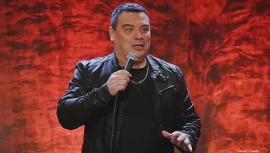 Comedian Carlos Mencia is shown in a screengrab from his " Here I Am" stand-up special. (Credit: YouTube/Grande Comedy)(