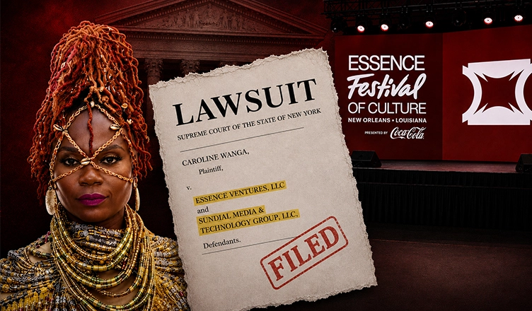 Caroline Wanga is shown at the Annual ESSENCE Black Women In Hollywood Awards Luncheon on March 24, 2022, along with a picture from the 2025 Essence Festival of Culture. (Credit: Image Press Agency and Facebook/Essence Festival)