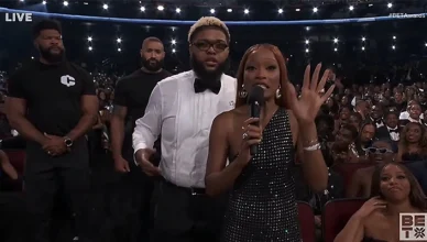 Druski and Keke Palmer shared a brief exchange during the BET Awards on Sunday, June 28, 2026. (Credit: YouTube/BET)