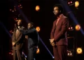 "Funny AF With Kevin Hart" season 1 finalists Usama Siddiquee and Ron Taylor with host Kevin Hart (Credit: Netflix)