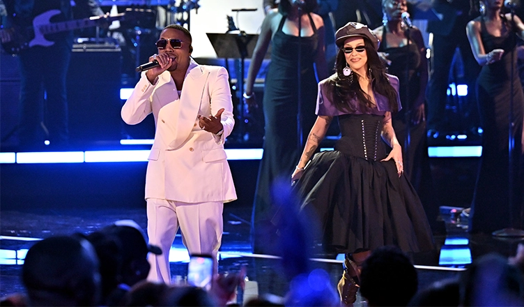 Nas and Doja Cat perform onstage during the BET Awards 2026 at Peacock Theater on June 28, 2026 in Los Angeles, California. (Photo by Paras Griffin/Getty Images for BET)