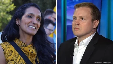 Los Angeles-March 8th 2026: Los Angeles City Council member Nithya Raman officially launches her bid to become Los Angeles Mayor and Spencer Pratt appears for an Interview on NBC News. (L-R Credit: Shutterstock and NBC News)