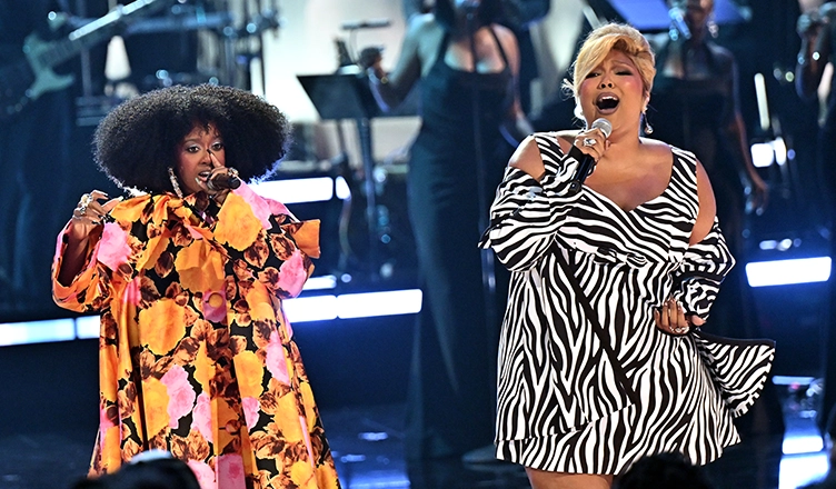 (L-R) Rapsody and Lizzo perform onstage during the BET Awards 2026 at Peacock Theater on June 28, 2026 in Los Angeles, California. (Photo by Paras Griffin/Getty Images for BET)