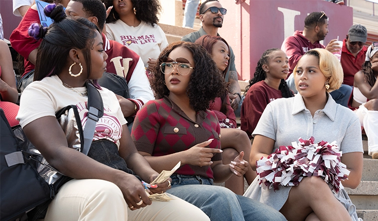 Alijah Kai, Maleah Joi Moon, and Kennedi Reece on ‘A Different World’. (Credit: Daniel Delgado Jr/Netflix)