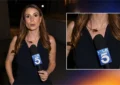 KTLA5 reporter Rachel Menitoff maintained her composure as a cockroach made its way across her body during a live report on Tuesday, July 14. (Credit: KTLA5)