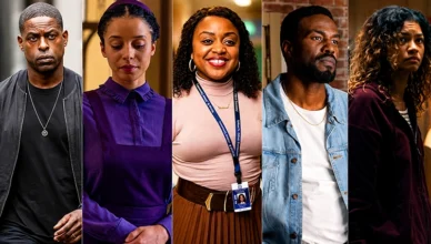 2026 Emmy Nominees include (L-R) Sterling K. Brown, Chase Infiniti, Quinta Brunson, Yahya Abdul-Mateen II, and Zendaya.