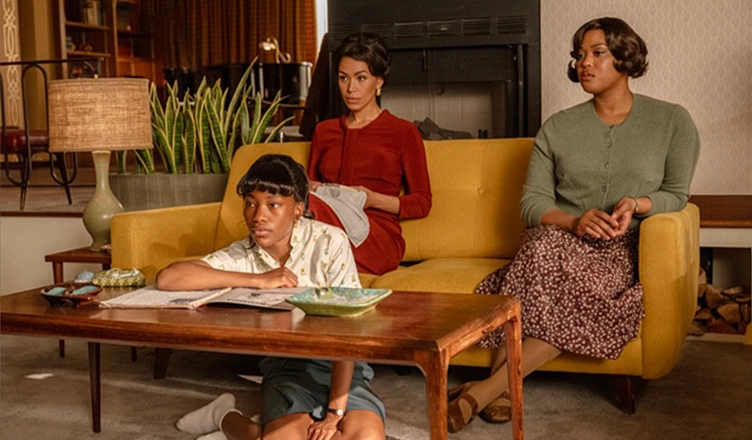 Godfather of Harlem Season 4 . (Bottom Left to Right) Demi Singleton as Margaret Johnson, Ilfenesh Hadera as Mayme Johnson, Antoinette Crowe-Legacy as Elise Johnson (Credit: Scott McDermott/MGM+)
