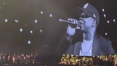 Jay-Z surprised the audience as he kicked off his concert series at Yankee Stadium in New York City on July 10, 2026. (Credit: YouTube)