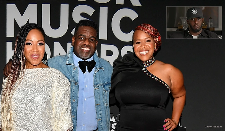 (L-R) Erica Campbell, Warryn Campbell, Tina Campbell and an inset of Diddy. (Credit: Getty Images for Black Music Honors 2022 and YouTube)