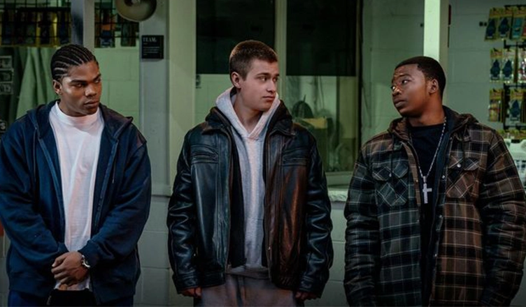 (L-R) Spence Moore as “Ghost,” Charlie Mann as “Tommy” and MeKai Curtis as “Kanan Stark” in Power: Origins. (Credit: Starz) 