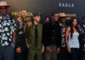 Taye Diggs with the cast of Microhouse Films vertical series "Tides of Temptation " at the launch part for the series in Los Angeles on July 7, 2026. (Credit: Anita Bennett/Urban Hollywood 411)