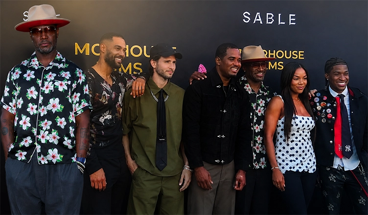 Taye Diggs with the cast of Microhouse Films vertical series "Tides of Temptation " at the launch part for the series in Los Angeles on July 7, 2026. (Credit: Anita Bennett/Urban Hollywood 411)