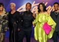 Tasha Cobbs Leonard, Maurette Brown Clark, Kirk Franklin, Erica Campbell and Jonathan McReynolds arrive for The 41st Annual Stellar Gospel Music Awards at Spectrum Center on August 15, 2026 in Charlotte, North Carolina. (Photo by Paras Griffin/Getty Images for Central City Productions)