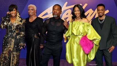 Tasha Cobbs Leonard, Maurette Brown Clark, Kirk Franklin, Erica Campbell and Jonathan McReynolds arrive for The 41st Annual Stellar Gospel Music Awards at Spectrum Center on August 15, 2026 in Charlotte, North Carolina. (Photo by Paras Griffin/Getty Images for Central City Productions)