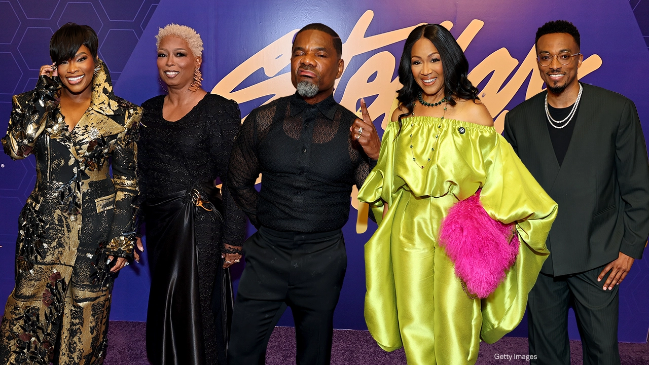 Tasha Cobbs Leonard, Maurette Brown Clark, Kirk Franklin, Erica Campbell and Jonathan McReynolds arrive for The 41st Annual Stellar Gospel Music Awards at Spectrum Center on August 15, 2026 in Charlotte, North Carolina. (Photo by Paras Griffin/Getty Images for Central City Productions)